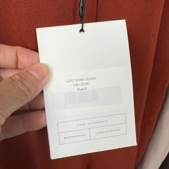 Nookie Revolve Lexi Chain Formal Black Tie Gown Open Back SMALL in Rust $299 - Picture 4 of 4